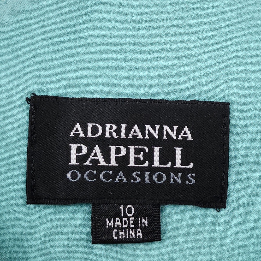 Adrianna Papell Silk Dress 10 Teal Purple Floral Fit Flare Cocktail Party Fairy - Picture 4 of 15